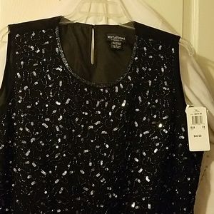 Notations Black sequin sleeveless shell
